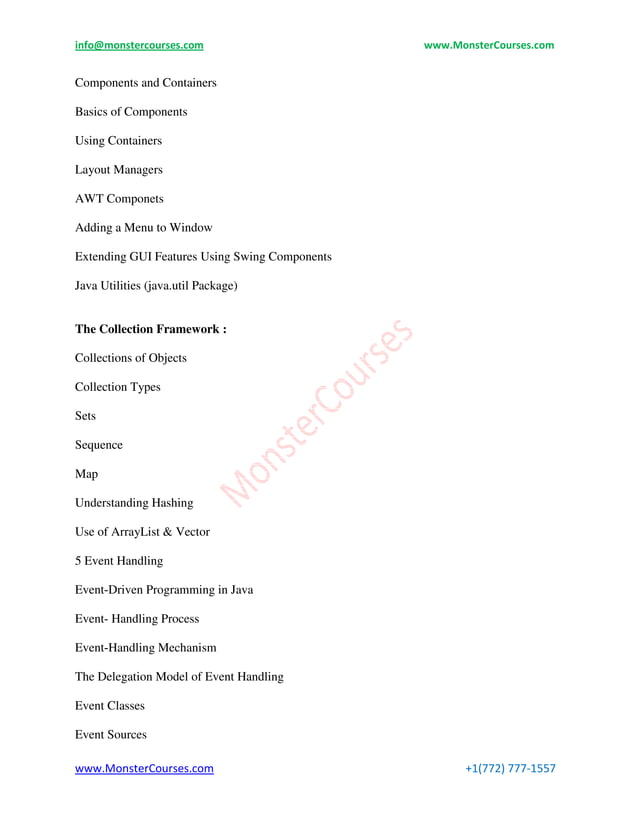 Java Online Training @monstercourses | PDF