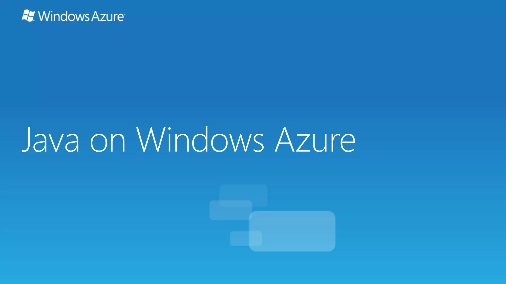 Java on Windows Azure | PPT