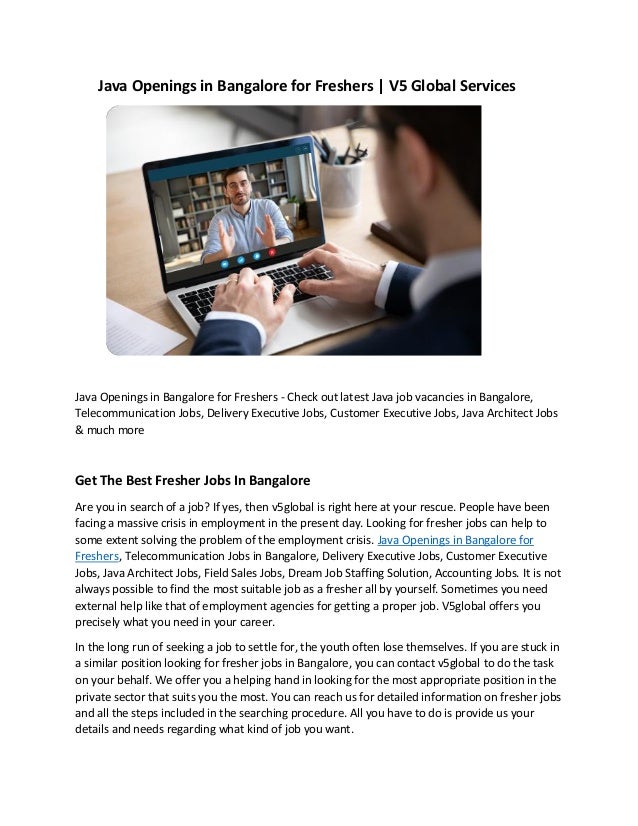 Java Openings in Bangalore for Freshers V5 Global Services