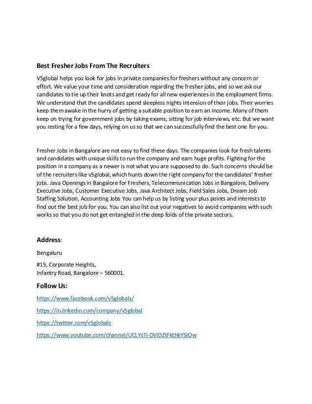 Java Openings in Bangalore for Freshers V5 Global Services