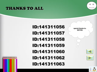 THANKS TO ALLTHANKS TO ALL
ID:141311056ID:141311056
ID:141311057ID:141311057
ID:141311058ID:141311058
ID:141311059ID:141311059
ID:141311060ID:141311060
ID:141311062ID:141311062
ID:141311063ID:141311063
special thanks to-special thanks to-
NOYONNOYON
 