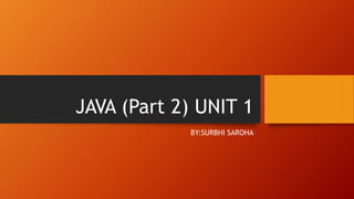 JAVA (Part 2) UNIT 1
BY:SURBHI SAROHA
 