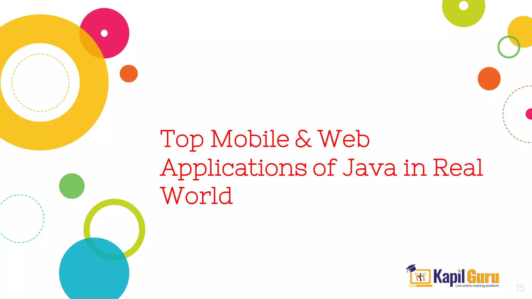 Top Mobile & Web
Applications of Java in Real
World
15
 