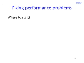 13
Fixing performance problems
Where to start?
 