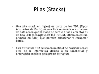 Stacks En Java Pilas Java pilas (Stacks) y colas (Queues) | PPTX