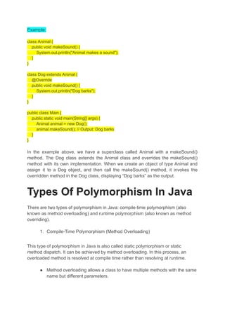 Java Polymorphism: Types And Examples (Geekster) | PDF