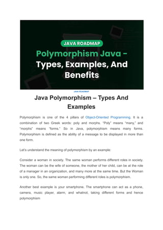 Java Polymorphism: Types And Examples (Geekster) | PDF