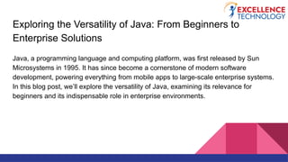 Java: The Versatile and Enduring Programming Language | PPTX