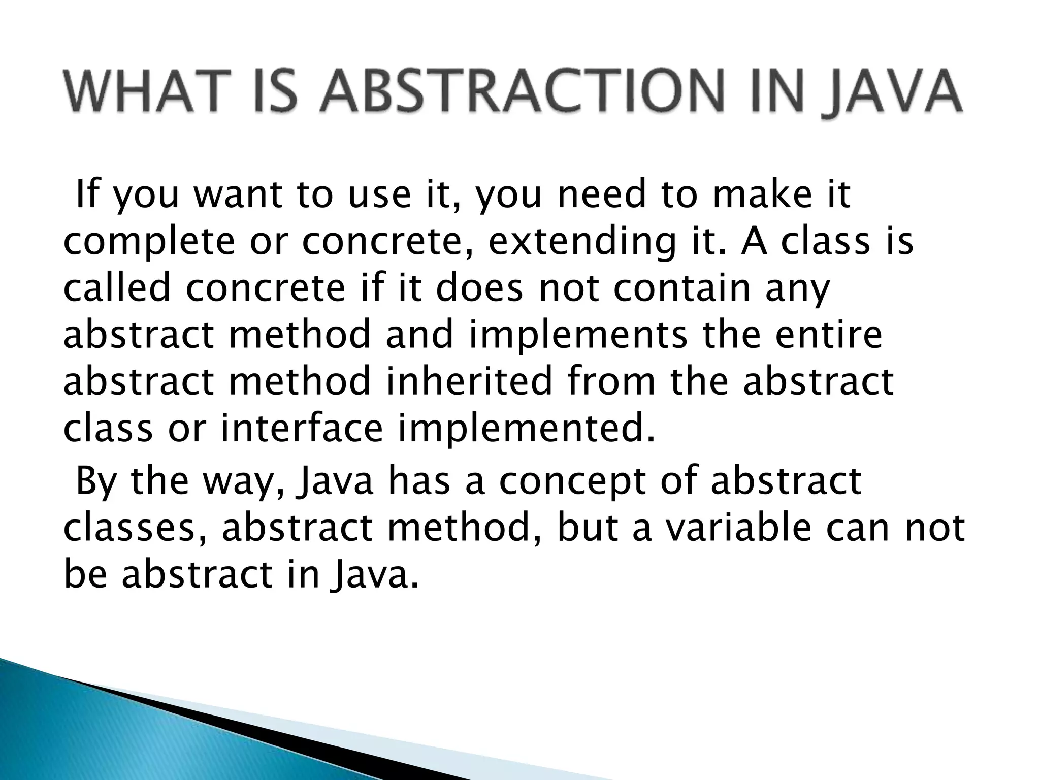 WHAT IS ABSTRACTION IN JAVA | PPT