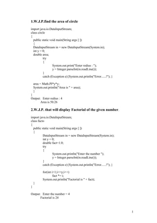 Final JAVA Practical of BCA SEM-5. | DOC image.