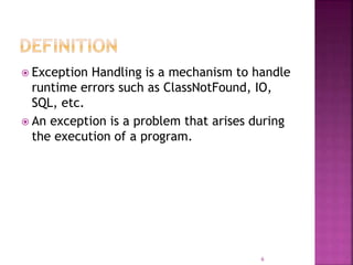 Exceptional Handling in Java | PPTX | Programming Languages | Computing