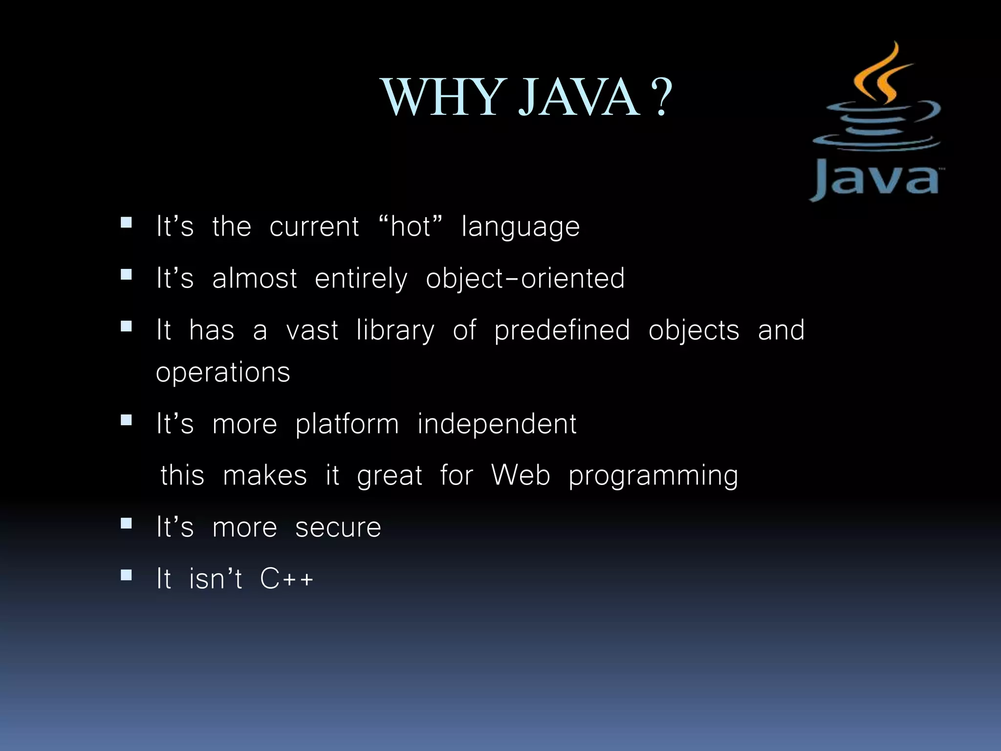 JAVA PRESENTATION.pptx | Programming Languages | Computing