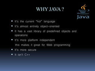 JAVA PRESENTATION.pptx | Programming Languages | Computing
