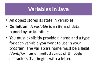 Variable Identifier Program JAVA PROGRAM CONSTRUCTS OR LANGUAGE BASICS.pptx | Programming Languages ...