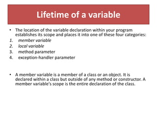 JAVA PROGRAM CONSTRUCTS OR LANGUAGE BASICS.pptx | Programming Languages ...