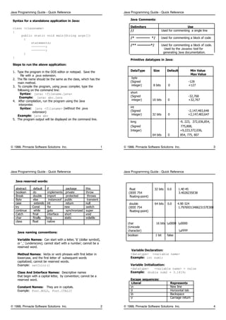 Java programming guide - quick reference | PDF | Free Download