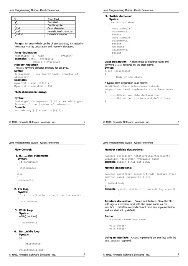 Java Programming Guide Quick Reference | PDF