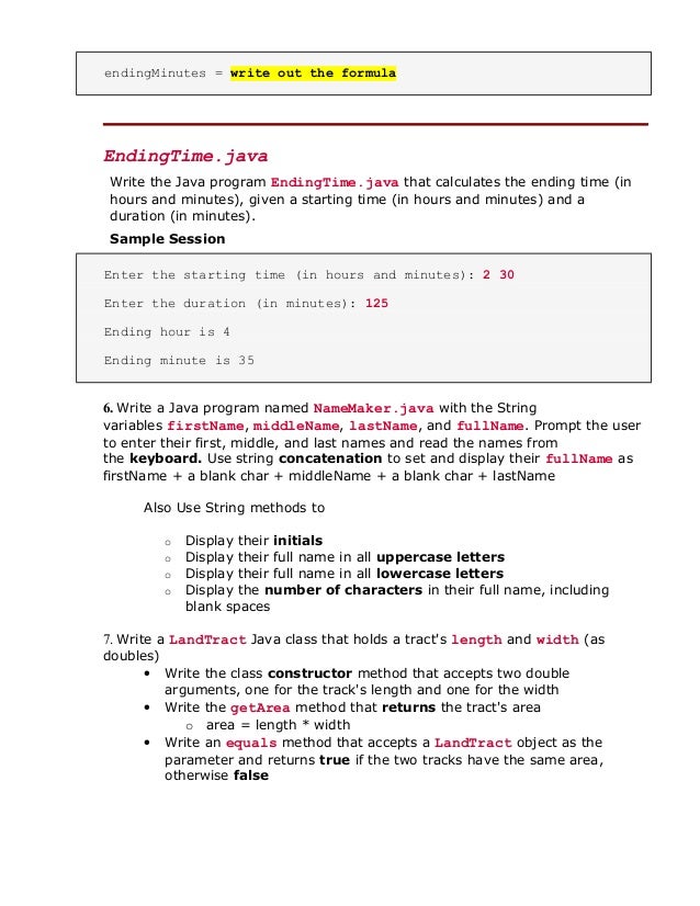 java programming lab assignments