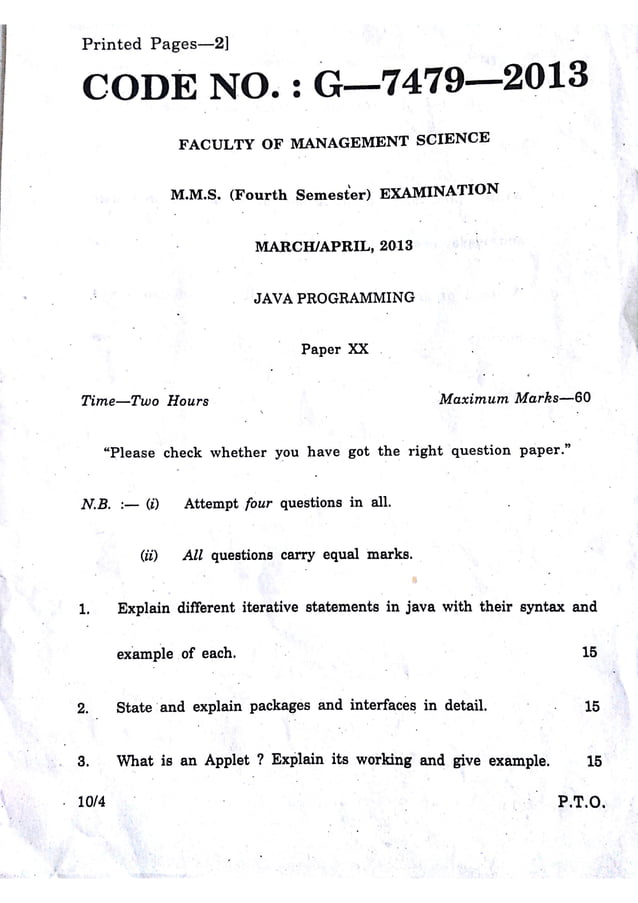 Java programming mms bamu | PDF