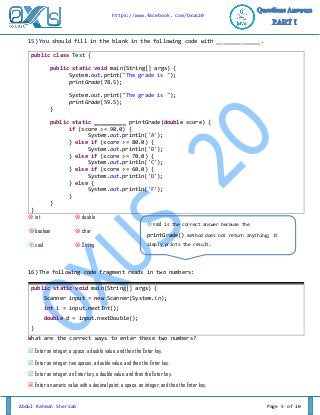 JAVA Programming Questions and Answers PART I By OXUS20