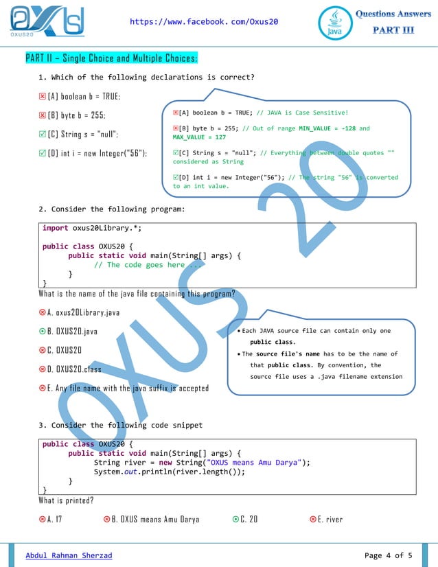 JAVA Programming Questions and Answers PART III | PDF