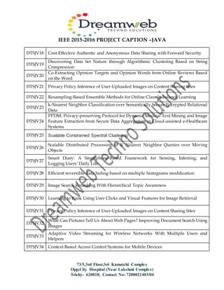 Java project titles for mca @dreamweb techno solutions trichy | DOCX