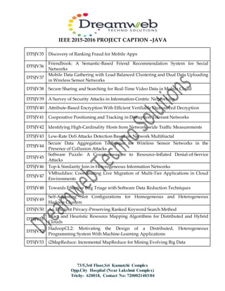 Java project titles for mca @dreamweb techno solutions trichy | DOCX