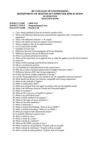 Java question bank | PDF