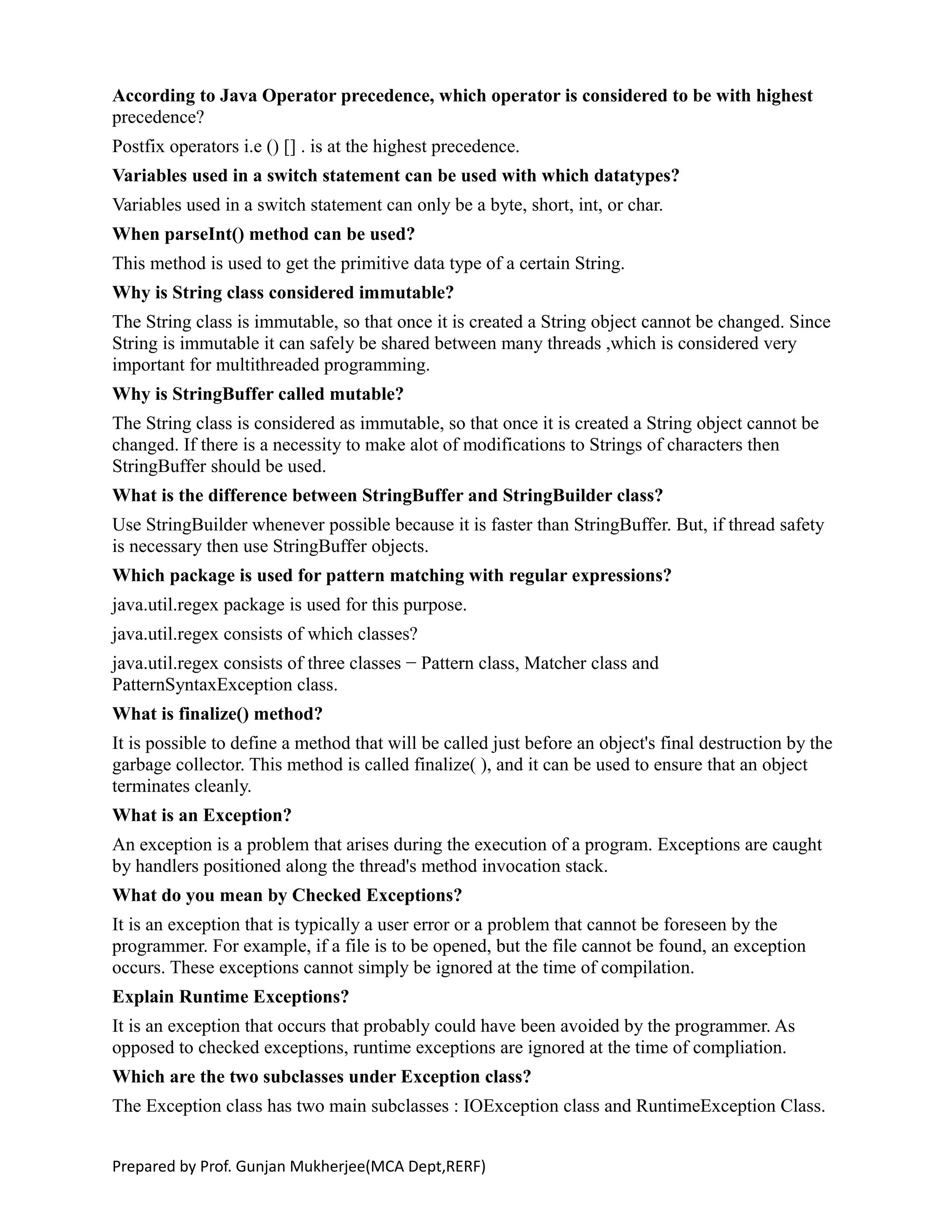 Java questions for interview | PDF image.