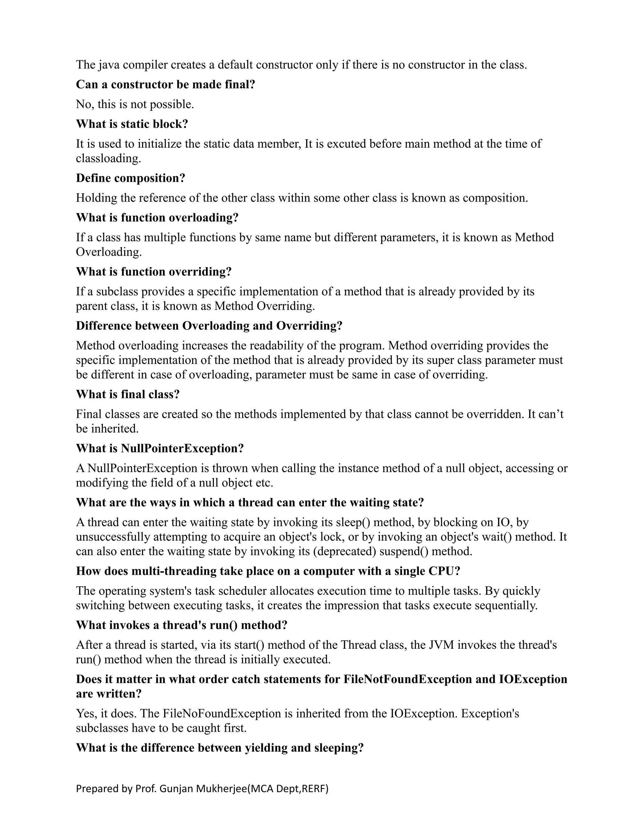 Java questions for interview | PDF