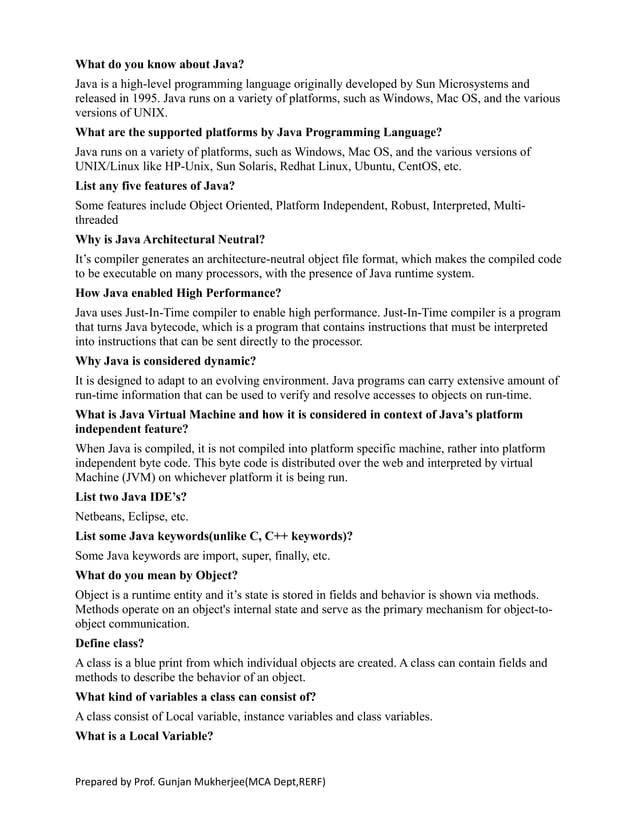 Java questions for interview | PDF