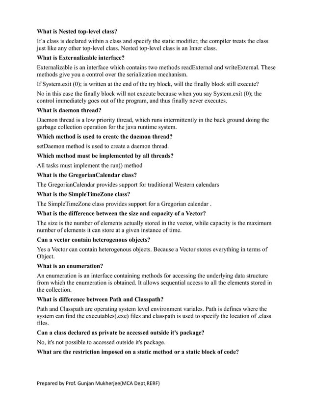 Java questions for interview | PDF