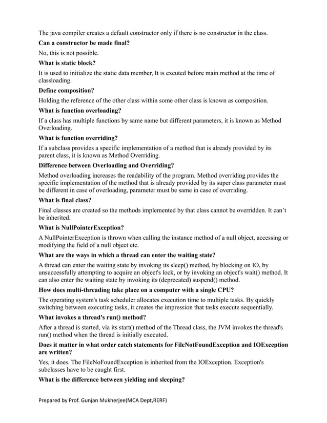 Java questions for interview | PDF image.