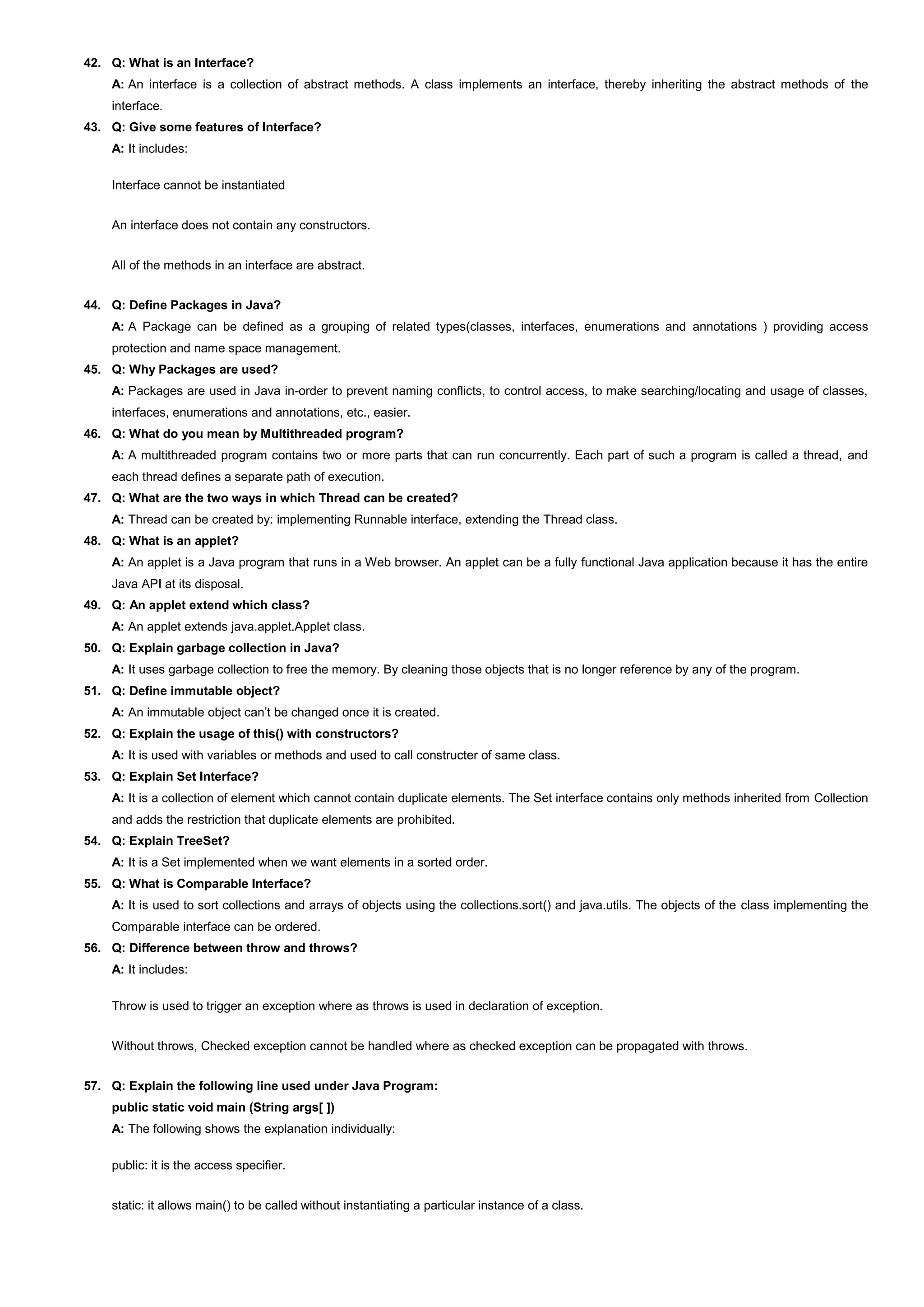 Java questions for viva | DOCX