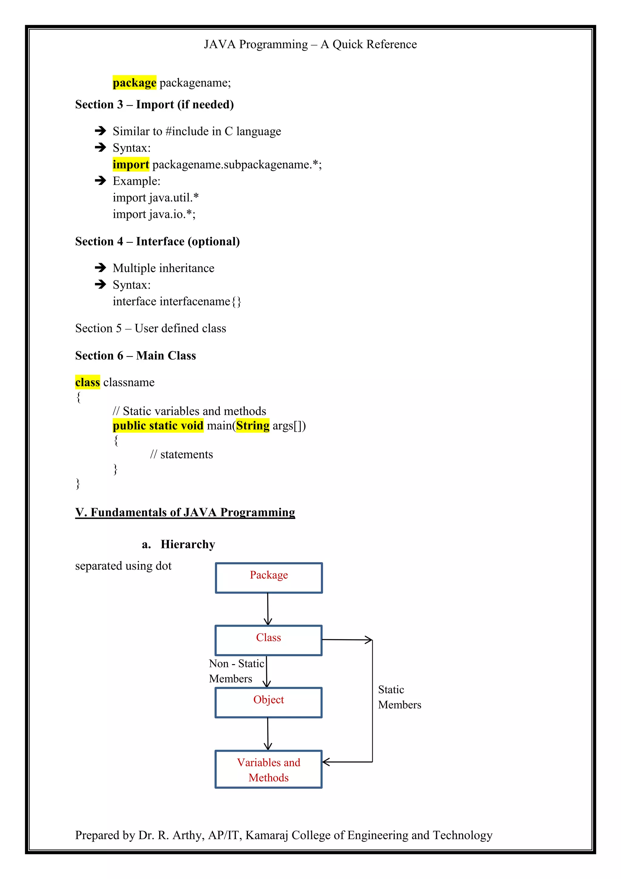 Java quick reference | PDF