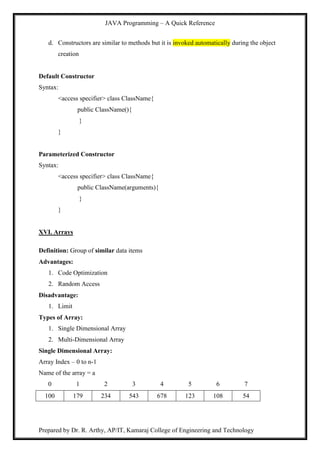 Java quick reference | PDF
