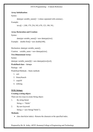 Java quick reference | PDF