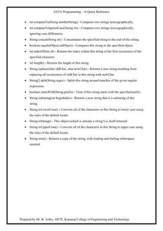 Java quick reference | PDF