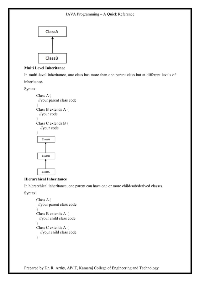 Java quick reference | PDF