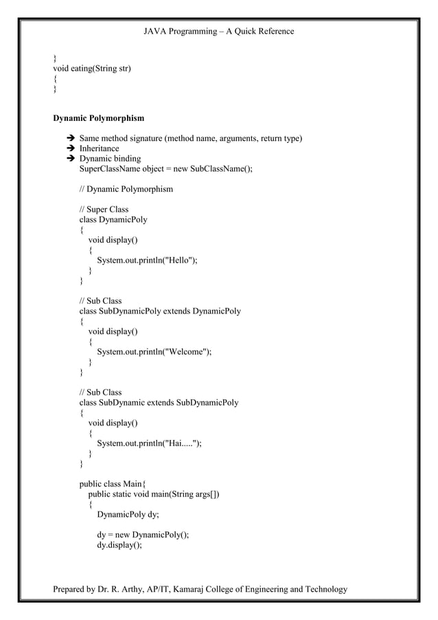 Java quick reference | PDF
