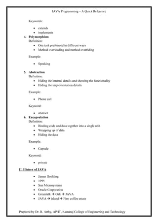 Java quick reference | PDF