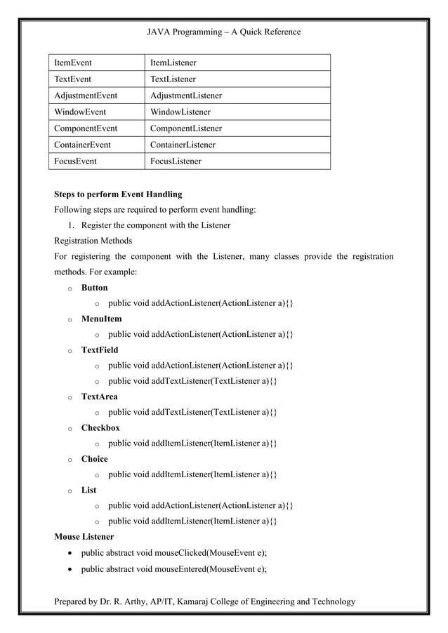 Java quick reference | PDF