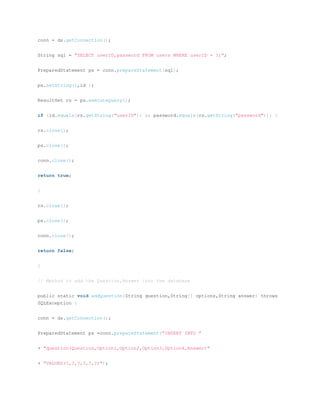 Java Quiz Application .pdf | Databases | Computer Software and Applications