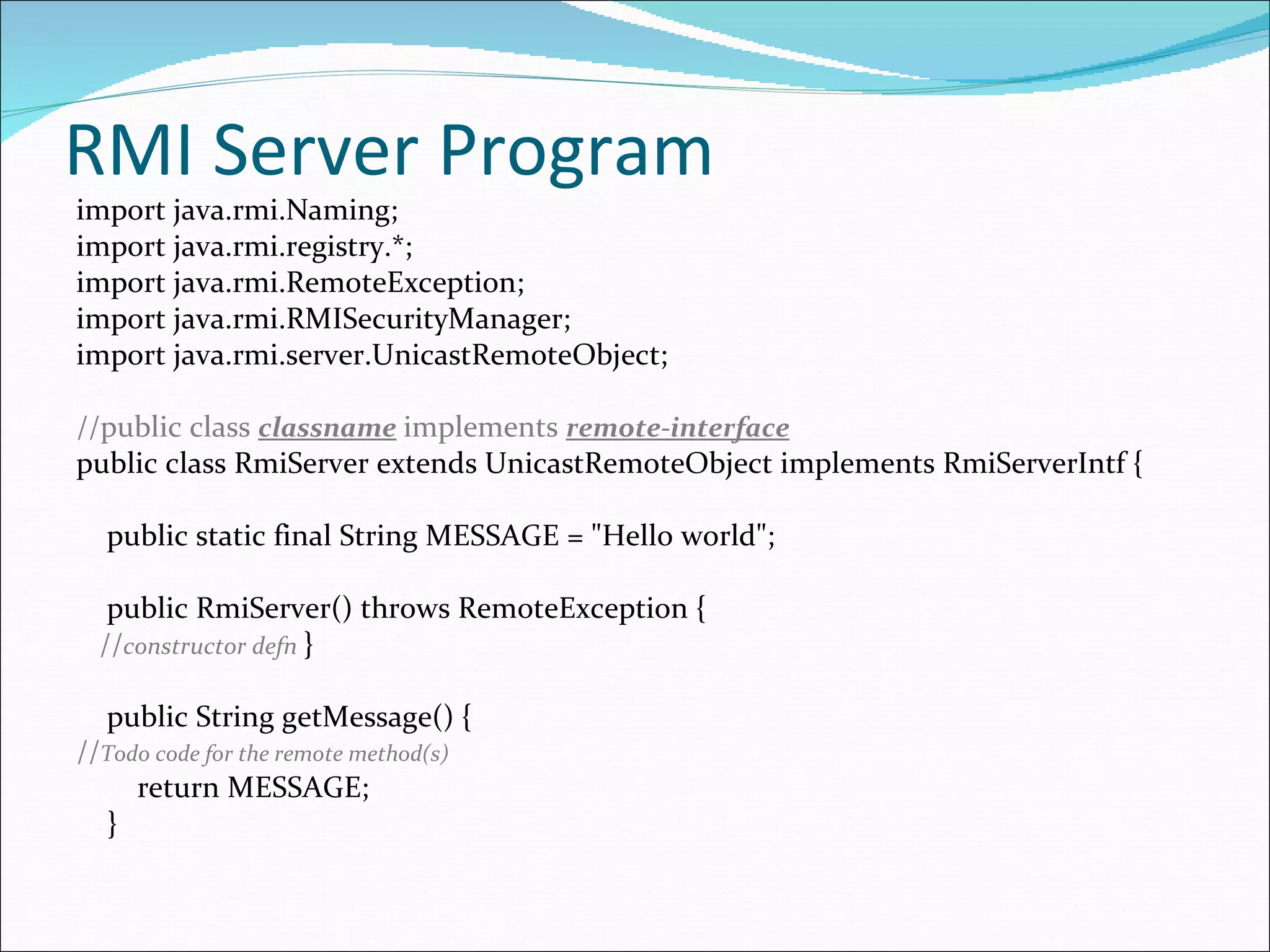 Java remote method invocation | PPT