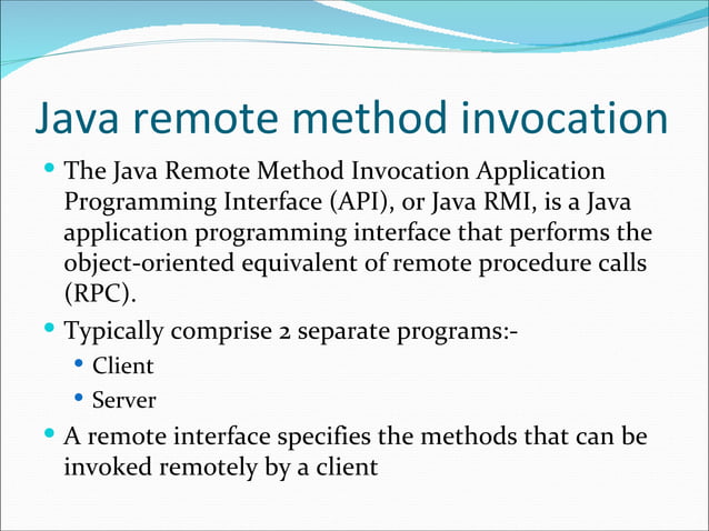 Java remote method invocation | PPT