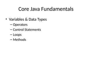 Comprehensive Java Learning Roadmap for Developers and Beginners | PPTX