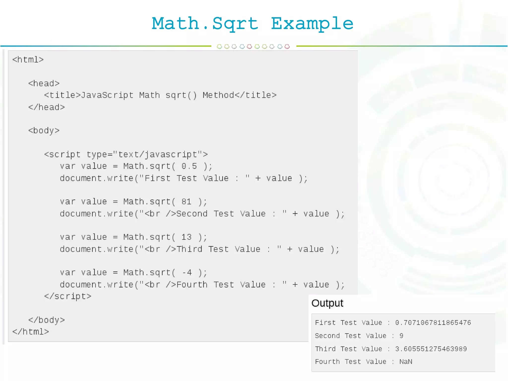 Math.Sqrt Example
 