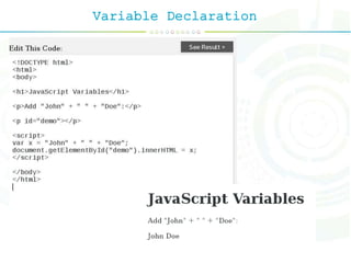 Variable Declaration
 
