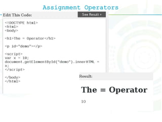Assignment Operators
 