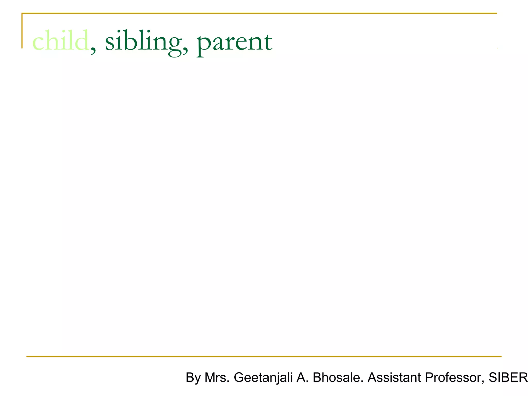 child, sibling, parent




              By Mrs. Geetanjali A. Bhosale. Assistant Professor, SIBER
 